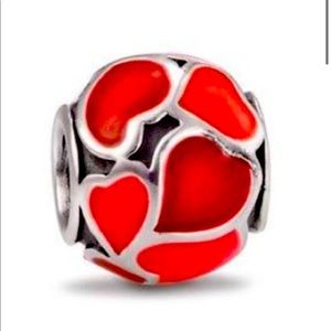 Pandora Red Hot Love Enamel Hearts Charm *RETIRED